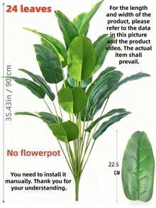 Large Artificial Bird Of Paradise Tree, Complete With Tropical Artificial Banana Leaves, Large Plant Leaves, Plastic Palm Plants, And Realistic Tactile Leaves, Suitable For Home Garden Decoration. Slight Differences Exist Before And After Assembly. - Green - View 10