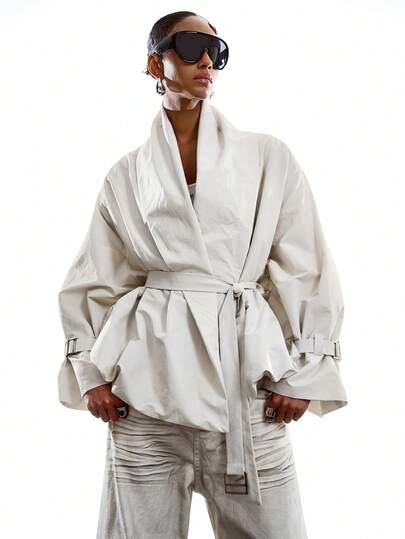 LYSMO Women's Fashion Versatile Long Sleeve Trench Coat Jacket For Daily Wear