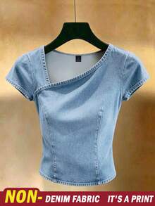 Franclia Women's Casual Versatile Short Sleeve Top For Daily Wear - Multicolor - View 1