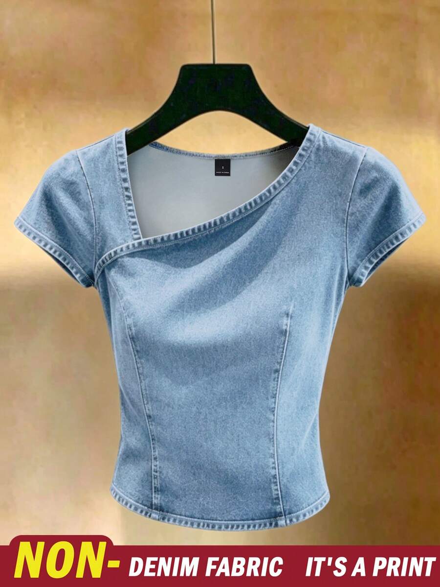 Franclia Women's Casual Versatile Short Sleeve Top For Daily Wear - Multicolor - View 1