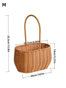 1PC Wicker Bamboo Handled Basket Durable Breathable EasyCarry For Outdoor Picnic Beach Market Shopping Garden Party Essential MustHave - Brown - View 13