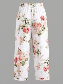 Linhara CURVE Versatile Premium Floral Print Plus Size Women's Pocket Trousers - Multicolor - View 2