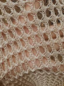 Linhara CURVE Atasan Rajut Berongga Ukuran Besar untuk Liburan Pantai, Formal, Santai, Musim Gugur, Putih, Kasual, Tradisional, Sopan, Musim Gugur - Khaki - View 1