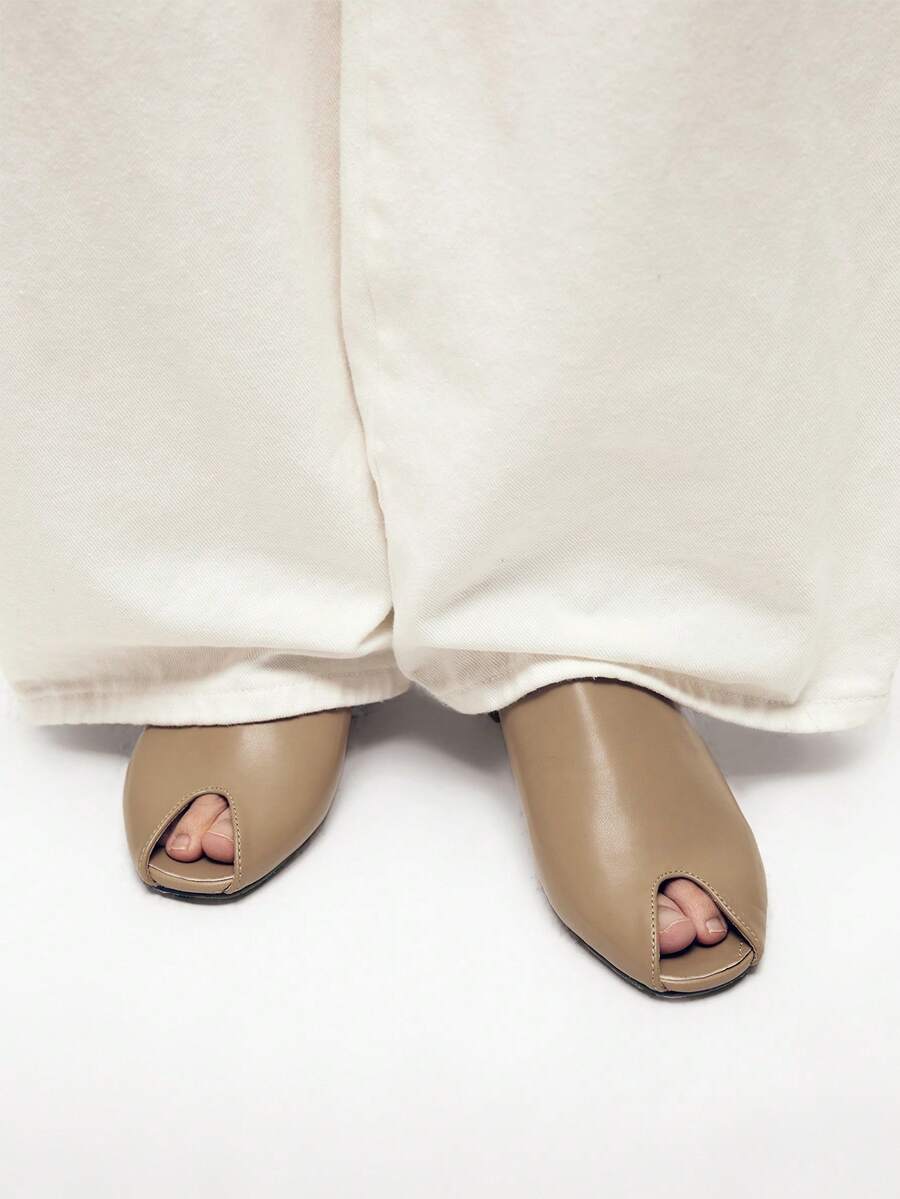 Mnmlis Simple Elegant High-Heeled Sandals Daily Commuting Slouchy People Slip-On Women's Shoes Fall Shoes - Khaki - View 1