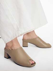 Mnmlis Simple Elegant High-Heeled Sandals Daily Commuting Slouchy People Slip-On Women's Shoes Fall Shoes - Khaki - View 8