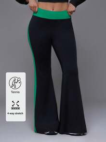 Voyena Women's Plus Size Colorblock Patchwork Sports Long Pants - Black - View 1