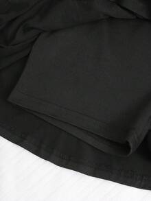 SHEIN 女童黑色防磨裙，夏季高腰A字裙，內建短褲 - 黑色 - 查看 6
