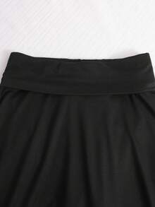 SHEIN 女童黑色防磨裙，夏季高腰A字裙，內建短褲 - 黑色 - 查看 4
