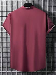 Manfinity Homme Men Plants Print Button Up Shirt Without Tee - Burgundy - View 2