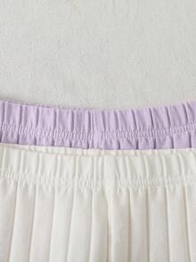 SHEIN 女童小女孩春夏細肩帶背心上衣與短褲套裝 2 件式內衣套裝 純色/多色 全季節適用 - 彩色 - 查看 2