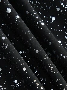 Reflora 波點亮片優雅休閒極簡大尺碼襯衫，適合派對穿著 - 黑色 - 查看 5