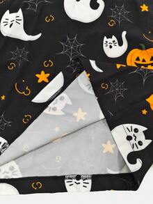SHEIN LUNE CURVE 大尺碼女款梭織正裝版型秋冬日常通勤休閒多色寬腿褲萬聖節 - 彩色 - 查看 6