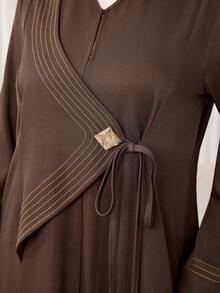 Veilorie Women's Elegant Commute Arabic Abaya - Brown - View 6