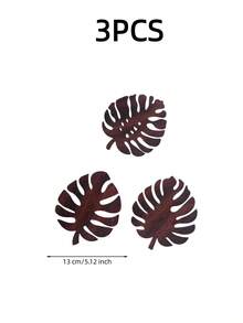 Haus Hana 3/4pcs Wooden Monstera Leaf Coaster Set, Green Or Brown Tropical Cup Mats, Rustic Botanical Drink Coasters For Coffee, Tea, Dining Table, Kitchen, Cafe, Home Decor And Housewarming Gift - Multicolor - View 11