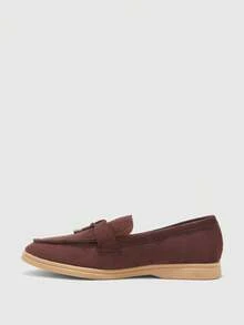 CUCCOO BIZCHIC Women's Fashionable Blue Suede Comfortable Loafers, Suitable For Commuting, Outdoor Activities, Shopping, Work And Daily Wear, Suitable For Christmas Fall Shoes - Coffee Brown 1 - View 3