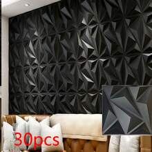 10/15/20/30/33/40/50 pièces Panneaux muraux décoratifs 3D design diamant, panneaux muraux texture brique 3D, décoration résistante aux flammes, 30cm X 30cm, blanc mat/noir, autocollants muraux de décoration intérieure DIY, convient pour la zone de réception, le studio de photographie et la décoration intérieure - noir - Voir 7