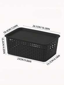 6pcs Black Stackable Plastic Storage Baskets Multipurpose Organizer Bins For Shelves Drawers Desktop Closet Playroom Classroom Office Home Storage - Multicolor - View 5