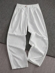 Manfinity VCAY Men's Casual Versatile Commuter Striped Long Pants - White - View 2