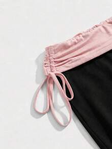 ROMWE Grunge Punk Versatile Black Drawstring Women's Flare Pants - Multicolor - View 4