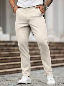 Manfinity Homme Men's Plus Size Casual Versatile Commuter Pants - Apricot - View 1