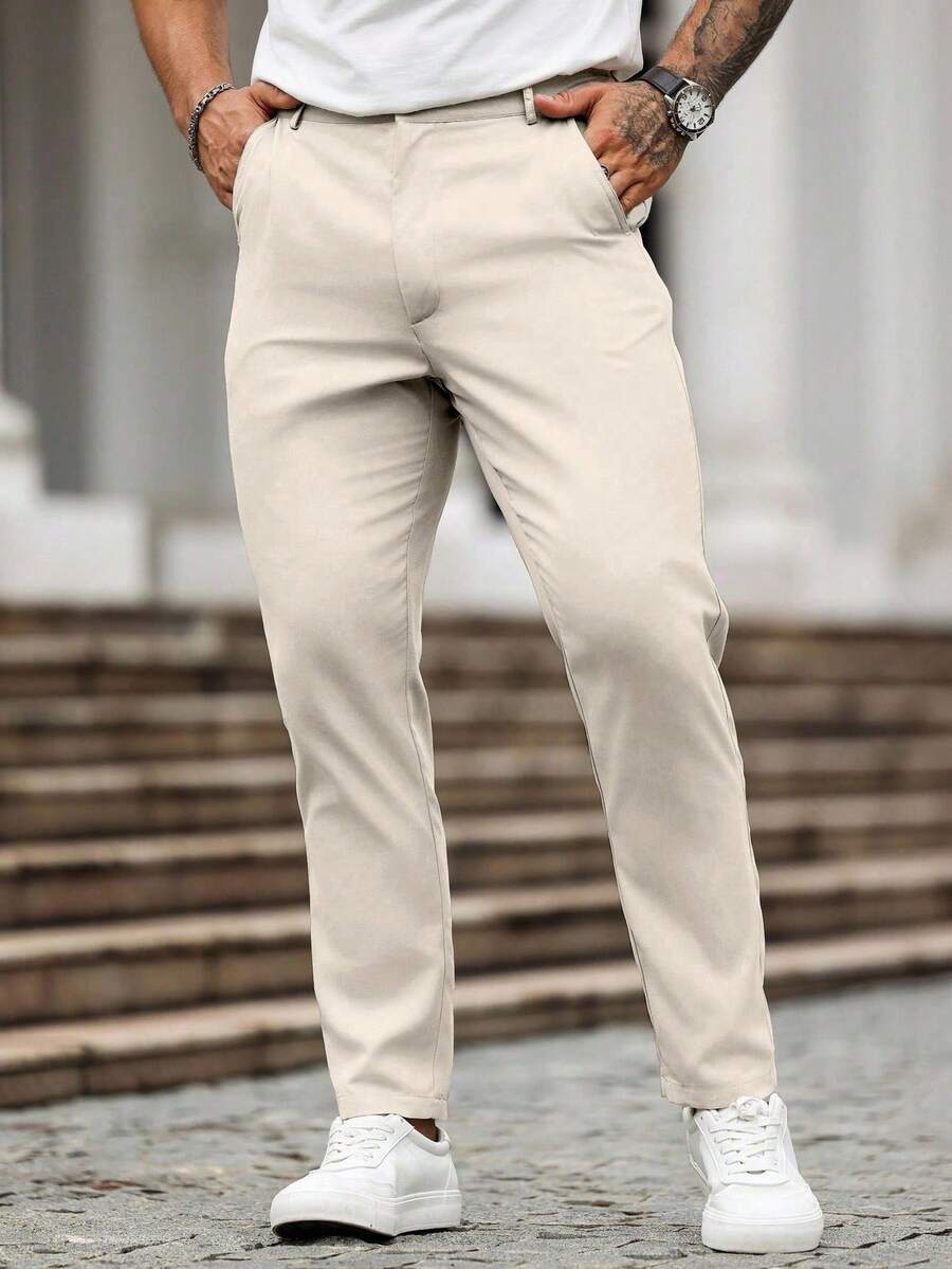 Manfinity Homme Men's Plus Size Casual Versatile Commuter Pants - Apricot - View 1
