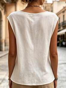 SHEIN Casual Solid Color Shirt, Versatile For Summer - White - View 2