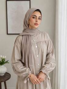 Solavon Women's Shirt And Skirt Arabic Costume Set - Grey - View 9