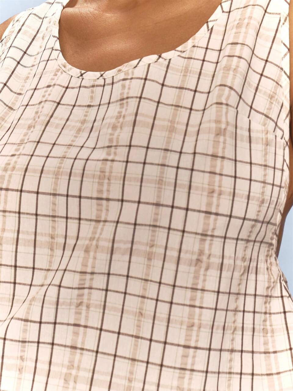 Plus Size Cheque Print Scoop Neck Summer Vacation Holiday Elegant Girly Everyday Cute Soft Social