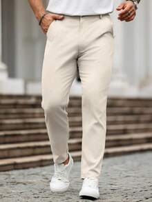 Manfinity Homme Men's Plus Size Casual Versatile Commuter Pants - Apricot - View 6