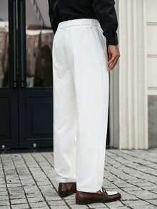 Manfinity Mode Men's Solid Color Casual Daily Business Suit Pants With Pockets - White - View 2