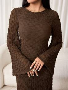 Veilorie Women's Solid Color Casual Party Arab Style Extra Long Dress - Coffee Brown - View 3