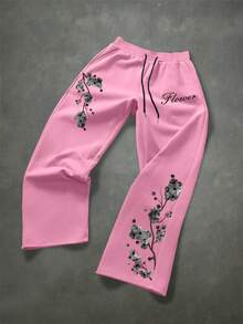 Manfinity EMRG Men's Casual Floral Print Sweatpants - Pink - View 4