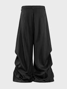 AXEPEAK Men's Fashion Versatile Solid Color Wide Leg Pants - Black - View 2