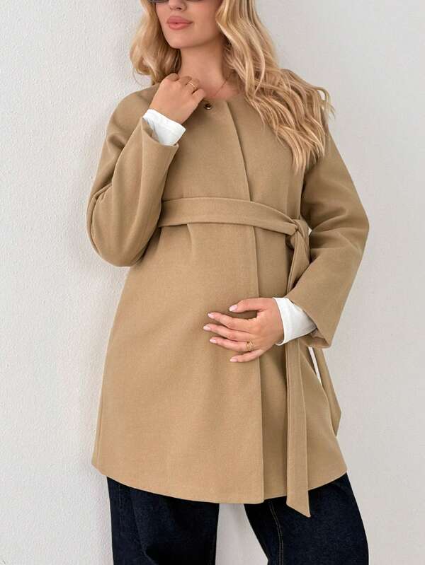 SHEIN Chaqueta casual versátil de maternidad regular para otoño/invierno