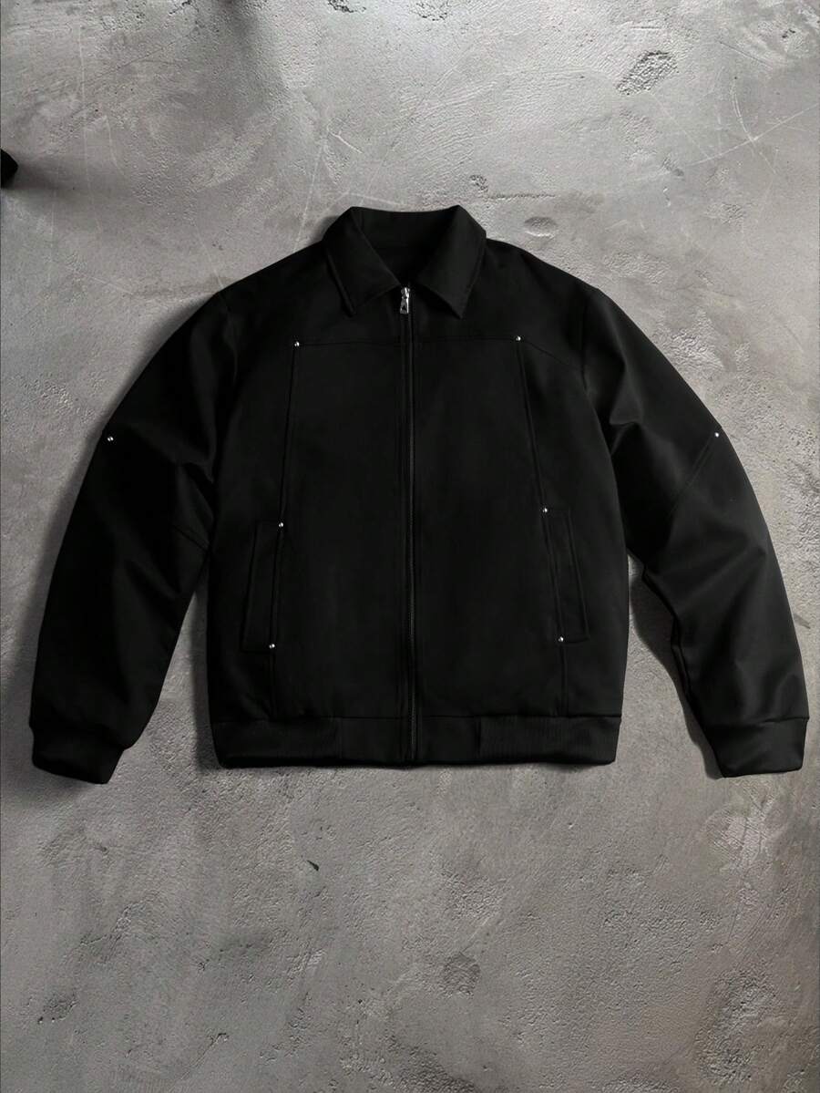 PAVTROS Chaqueta de trabajo versátil con tachuelas para hombre - Negro - Ver 1