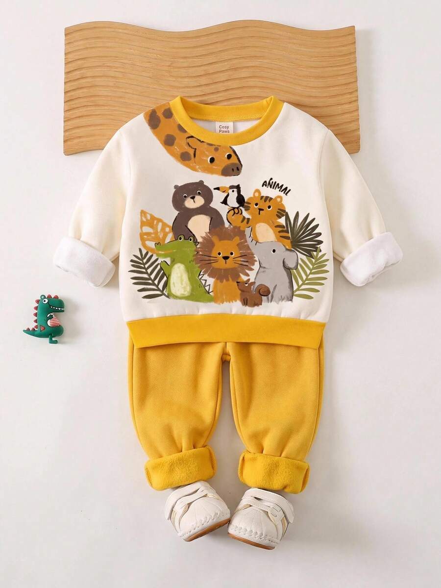 Infant Round Neck Casual Pullover Sweatshirt - Multicolor - View 1