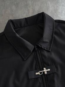 PAVTROS Chaqueta casual de manga larga para hombre con cierre de botones a presión - Negro - Ver 4