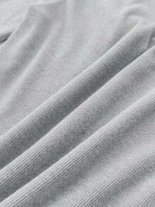 Tween Girl Tween Girl Tween Girls Lace Trim Patchwork Elastic Fitted Ribbed Long Sleeve T-Shirt - Grey - View 3