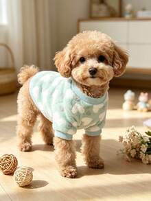 PETSIN 1 Pc Pet Universal Blue Flannel Warm Round Neck With White Heart Print - Multicolor - View 7
