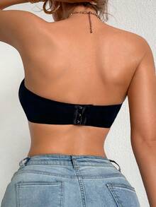 Barelissa 3pcs Bra Tanpa Tali Warna Hitam dengan Motif Jala dan Patchwork untuk Wanita - Hitam - View 8