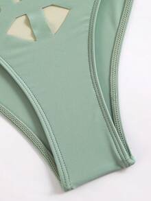 Sirith Summer New Shoulder Strap Black Laser Cutout Hollow See-Through Sexy Women's One-Piece Swimsuit Dress Set High-End Fashion One-Piece Set - Green - View 11