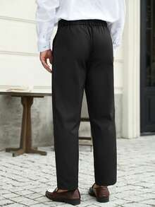 Manfinity Mode Men's Button Pocket Business Casual Pants For Office And Daily Wear - Black - View 2