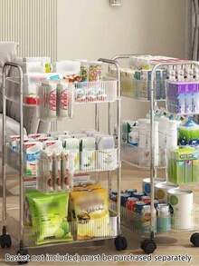 1pc Multi-Layer (2/3/4 Layers) Transparent Multipurpose Rolling Cart, Storage Rack, Strong Load-Bearing Capacity, Rotatable Wheels, Lockable, Convenient And Flexible, Acrylic Material, Floor Standing Mobile Snack Storage Cart, Suitable For Kitchen - Multicolor - View 6