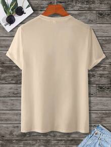 Manfinity Homme Men's Summer Casual Letter Print T-Shirt - Khaki - View 4