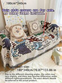 Japanese Korean Style Graffiti Sofa Cover, Ins Universal Dustproof Sofa Throw Blanket, Decorative Sofa Towel For Single Sofa - Multicolor - View 12