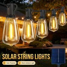 LED Solar String Light IP65 Waterproof Outdoor Christmas Decoration Bulb, Retro Holiday Wreath, Suitable For Courtyard, Camping, Holiday, Wedding And Party Decoration Light String. - Yellow - View 1