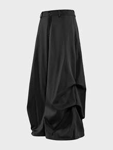 AXEPEAK Men's Fashion Versatile Solid Color Wide Leg Pants - Black - View 6
