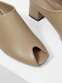 Mnmlis Simple Elegant High-Heeled Sandals Daily Commuting Slouchy People Slip-On Women's Shoes Fall Shoes - Khaki - View 5
