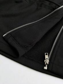 Modelyn Jaket Kasual Ukuran Besar dengan Desain Blok Warna, Resleting, Lengan Panjang, Pinggang Terikat, Potongan Longgar, Potongan Reguler untuk Musim Gugur/Musim Dingin, Liburan Keluarga, dan Mendaki. - MultiWarna - View 7
