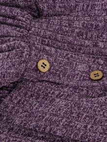 SHEIN Purple Autumn And Winter Long-Sleeve Maternity Dress With Large Size, Front Button, Breastfeeding, High Waist, Slimming, Knitted Knit Fabric Fall - Purple - View 7